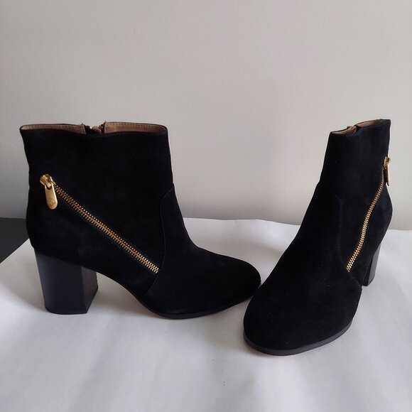 NWT Adrienne Vittadini black suede high heel boots women size 8.5 - Picture 1 of 4
